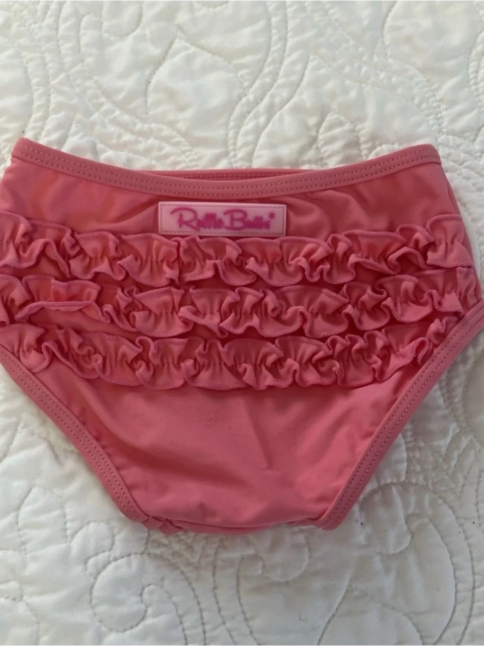 RuffleButts Rashguard Swimsuit with Hat Size 2T